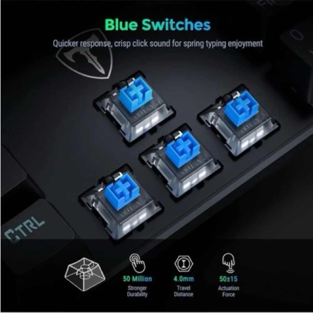 Mechanical Gaming Keyboard RGB Ultra Slim LED Backlit USB Wired With Blue Switch